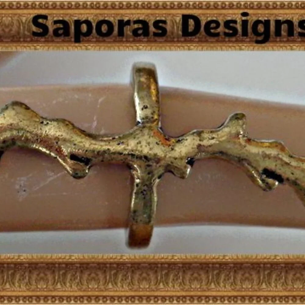 Size 5.5 Twig Branch Design Ring Antique Theme Gold Tone